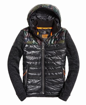 Superdry Storm Hybrid Chevron Colour Block Cipzár Férfi Kapucnis Pulóver Camo/Fekete | PMSUK4570